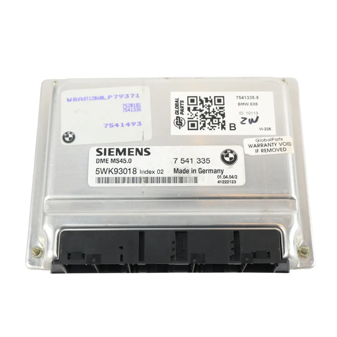 BMW Z4 E85 2.2I M54 170HP Kit Contrôle Moteur ECU DME EWS3 + Clé Pour - SKU 7541335-5 - Numéro de pièce 7541335