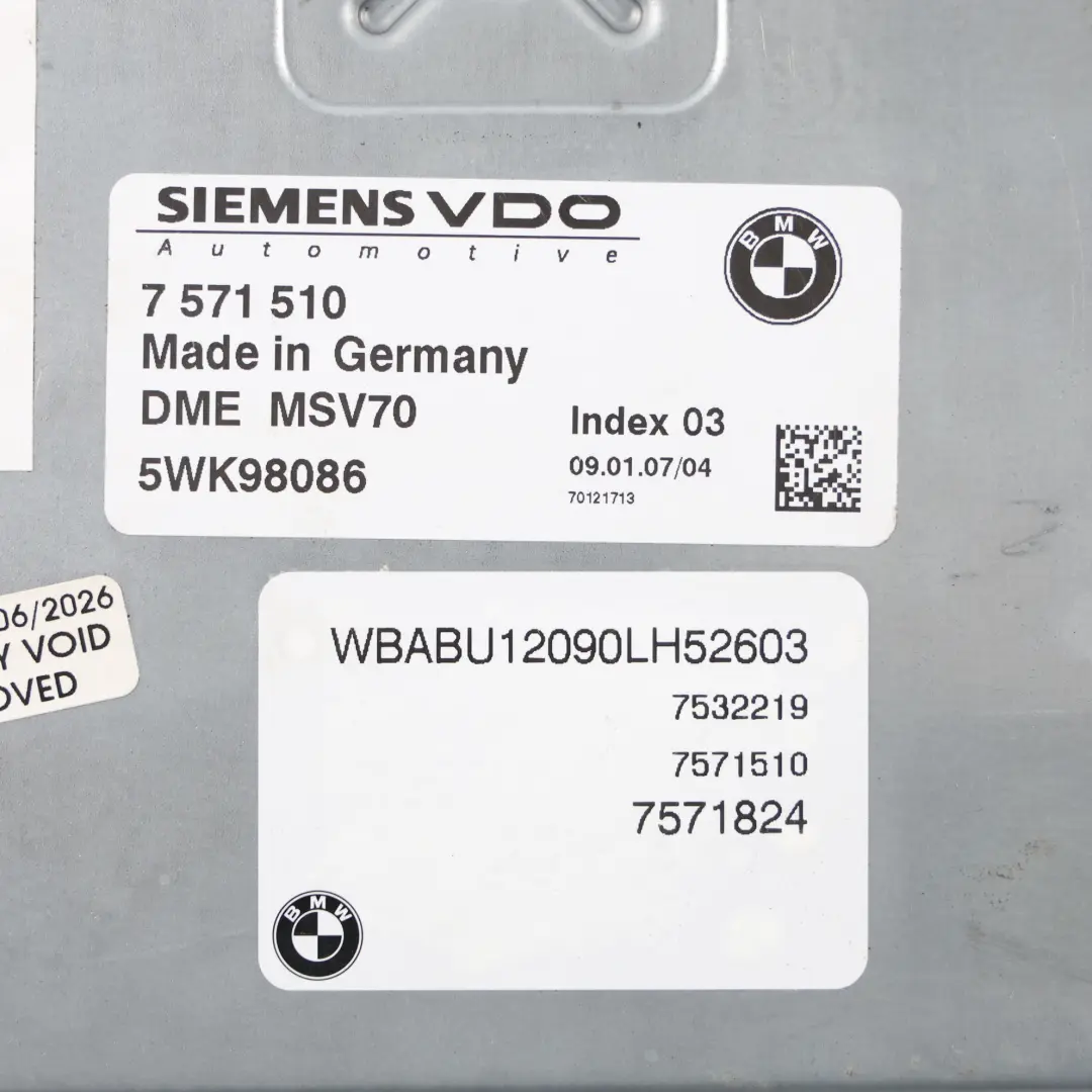 BMW Z4 E85 Roadster 2.5i N52 177HP Motorsteuergerät ECU DME Manuell - SKU 7571510-5 - Teilenummer 7571510