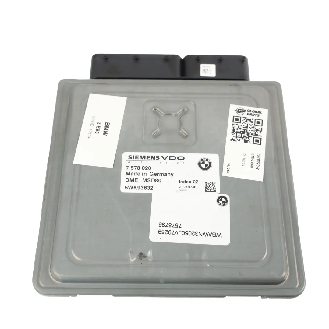 BMW E93 Motorsteuergerät ECU 218 PS 325i N53 Benzin KIT Manuell - SKU 7578020-2 - Teilenummer 7578020