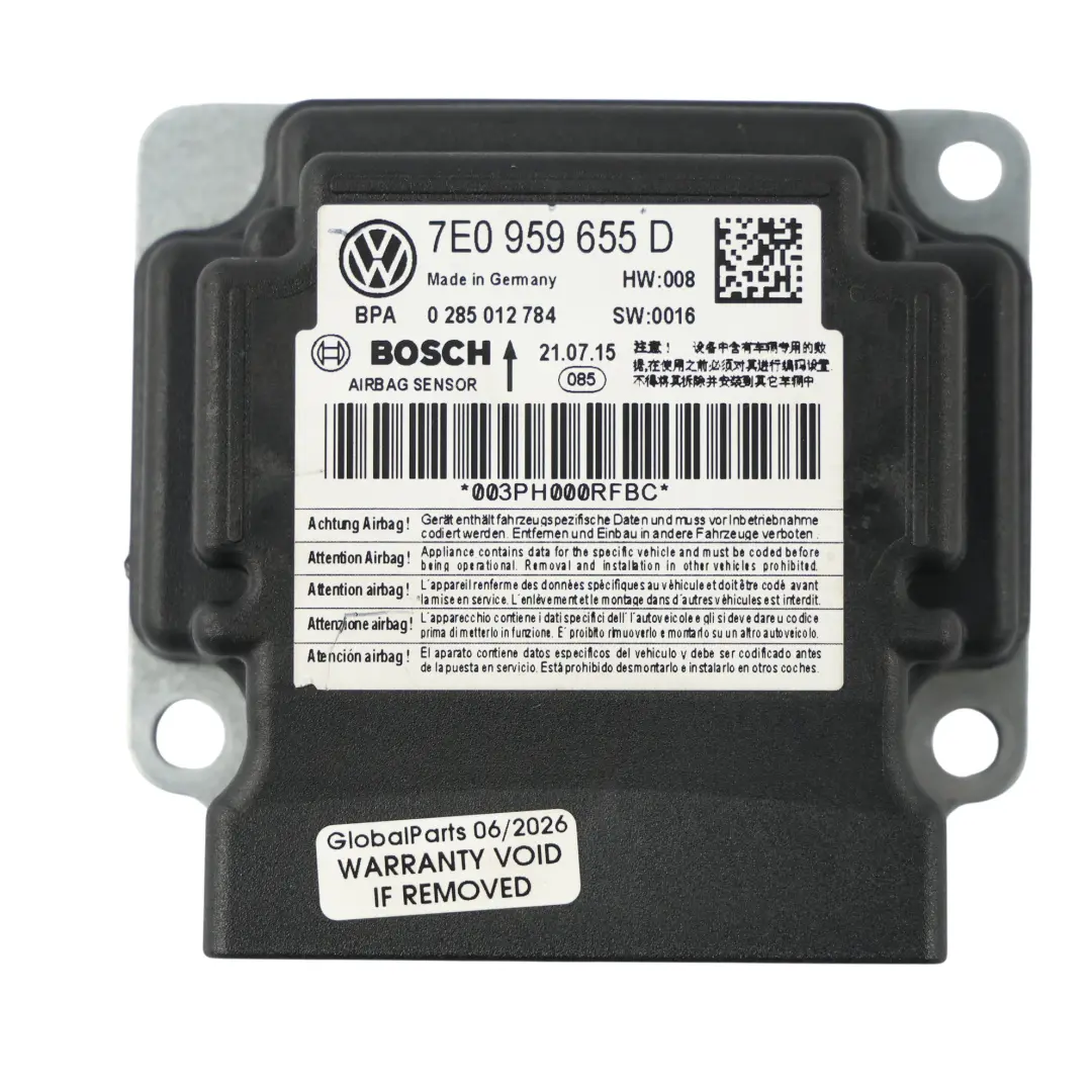 Moduł ECU Poduszek Powietrznych do Volkswagen Transporter T6 o numerze 7E0959655D Volkswagen Transporter T6 Moduł ECU Poduszek Powietrznych - SKU 7E0959655D - Numer Części 7E0959655D