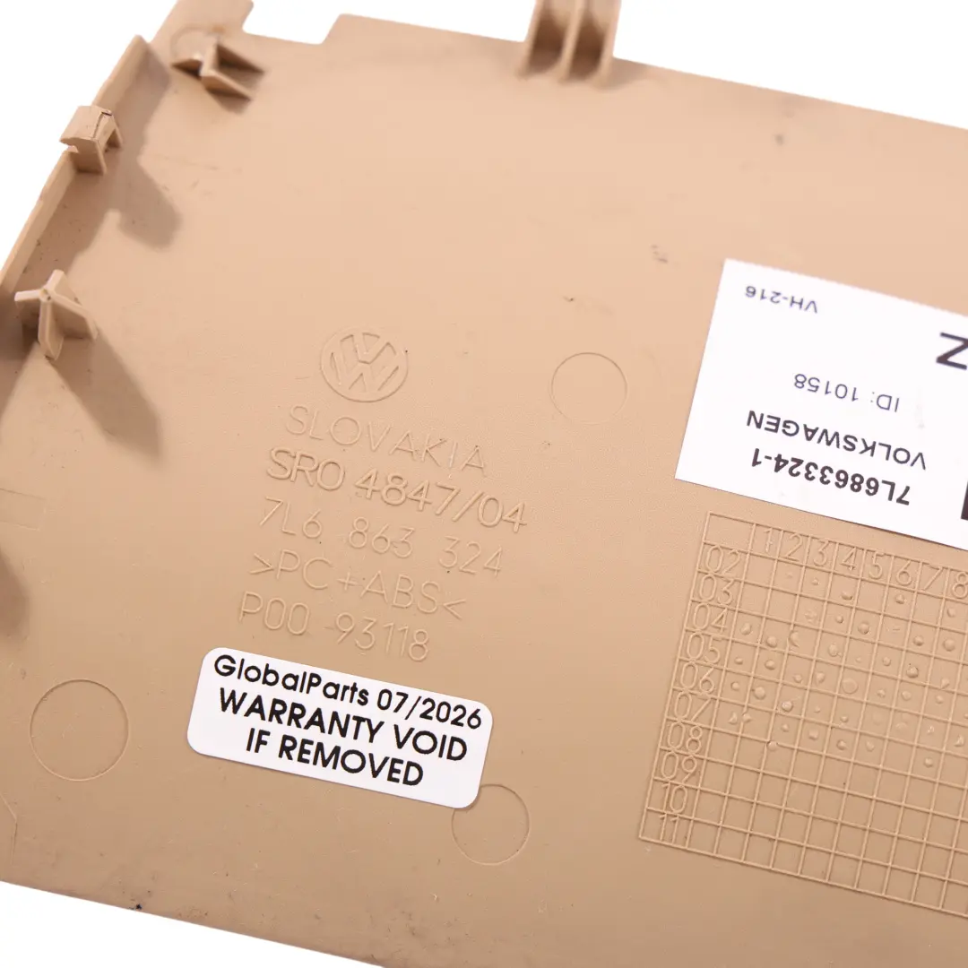 7L Garniture Cache Console Centrale Arrière Beige pour Volkswagen Touareg à propos du numéro de pièce 7L6863324 Volkswagen Touareg 7L Garniture Cache Console Centrale Arrière Beige - SKU 7L6863324-1 - Numéro de pièce 7L6863324