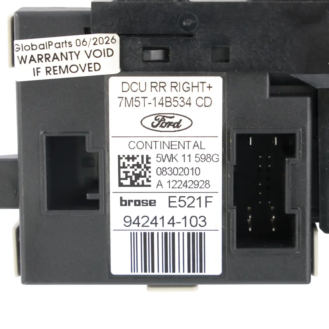 C394 MK1 Fensterheber Motor Hinten Rechts für Ford Kuga mit Teilenummer 7M5T-14B534-CD Ford Kuga C394 MK1 Fensterheber Motor Hinten Rechts - SKU 7M5T-14B534-CD - Teilenummer 7M5T-14B534-CD