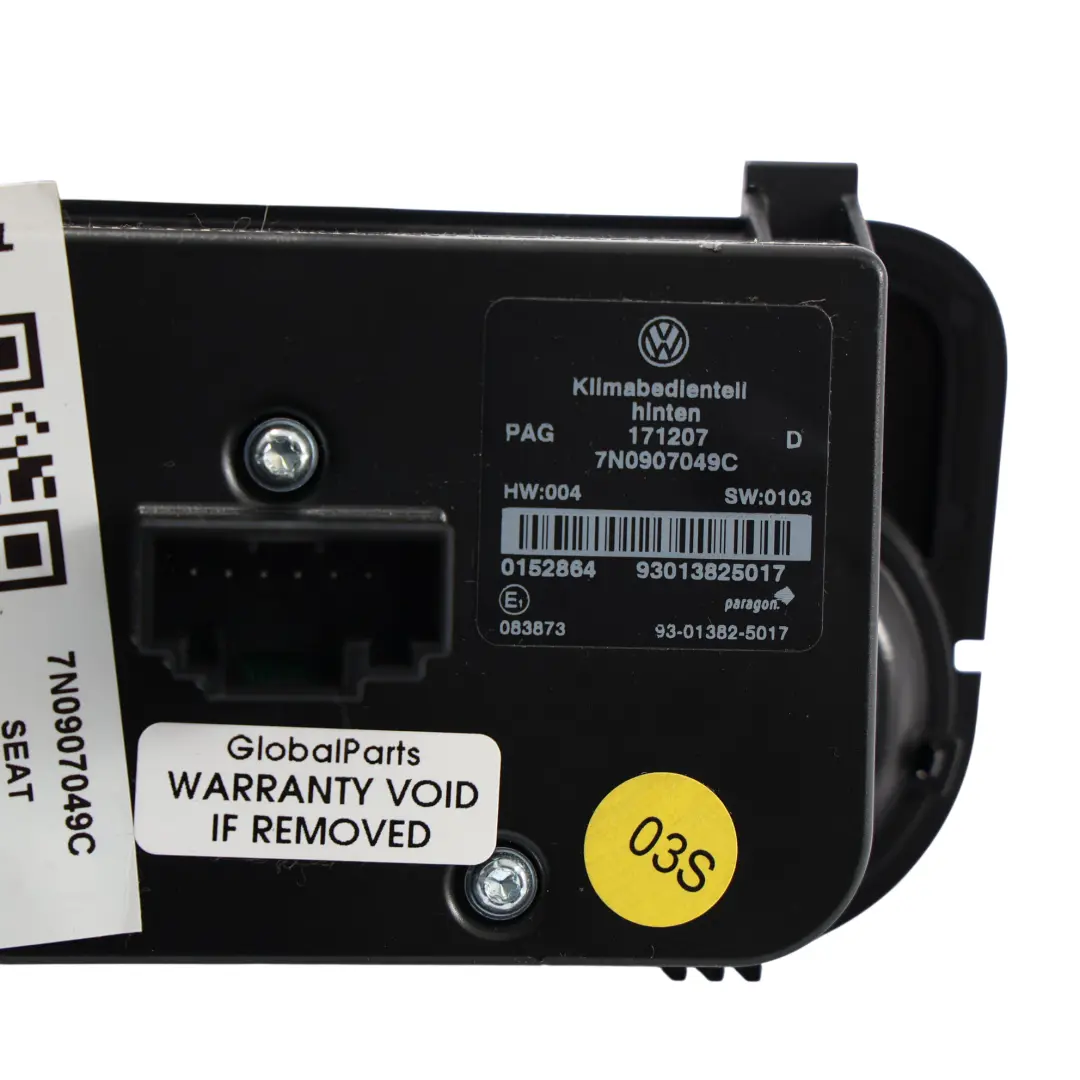 7N Rear Heater Air Conditioning Control Panel Switch to Seat Alhambra with Part number 7N0907049C Seat Alhambra 7N Rear Heater Air Conditioning Control Panel Switch - SKU 7N0907049C - Part number 7N0907049C