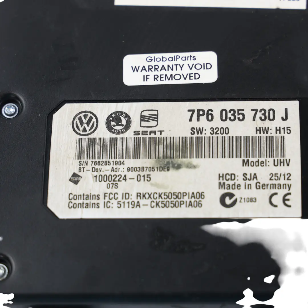 Módulo Control Bluetooth Unidad ECU para Volkswagen Caddy 2C Scirocco con número de pieza 7P6035730J Volkswagen Caddy 2C Scirocco Módulo Control Bluetooth Unidad ECU - SKU 7P6035730J - Número de pieza 7P6035730J