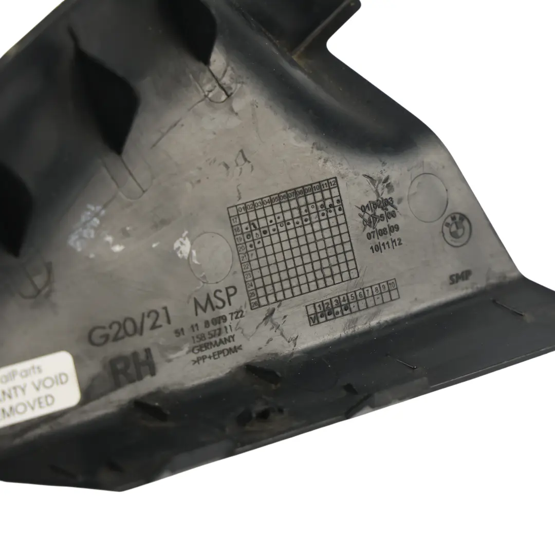BMW G20 G21 Copertura Condotto Aria Centrale Anteriore Destro Nero - SKU 8079722 - Numero di parte 8079722
