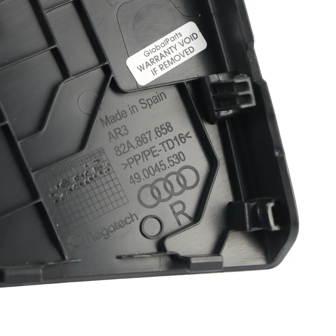 Mk2 Rear Boot Lid Trunk Trim Cover Panel Black to Audi A1 GB with Part number 82A867658 Audi A1 GB Mk2 Rear Boot Lid Trunk Trim Cover Panel Black - SKU 82A867658 - Part number 82A867658