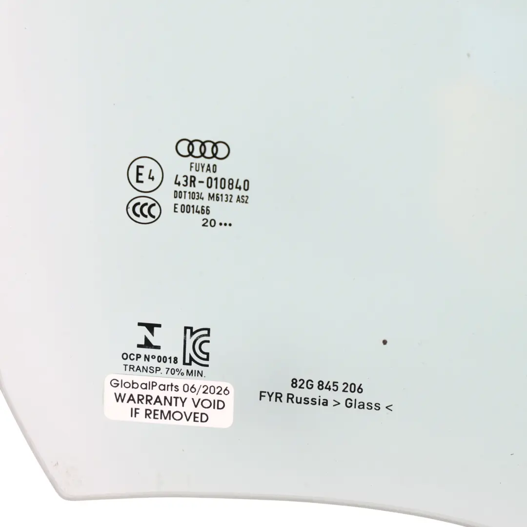 Mk2 Rear Door Window Glass Glazing Right O/S AS2 to Audi A1 GB with Part number 82G845206 Audi A1 GB Mk2 Rear Door Window Glass Glazing Right O/S AS2 - SKU 82G845206 - Part number 82G845206