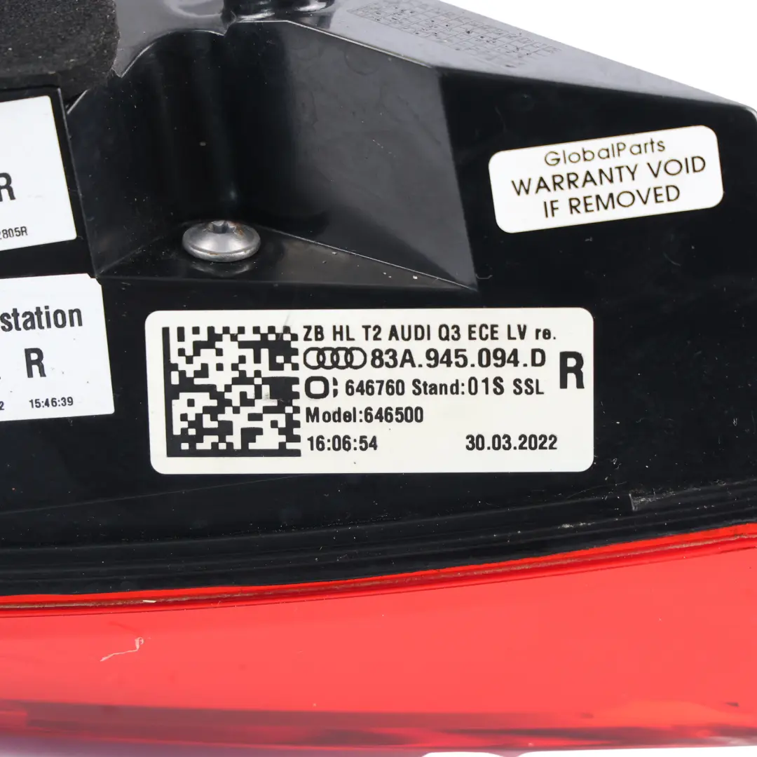 Audi Q3 RSQ3 F3 Heckleuchte LED Innen Rechts - SKU 83A945094D - Teilenummer 83A945094D