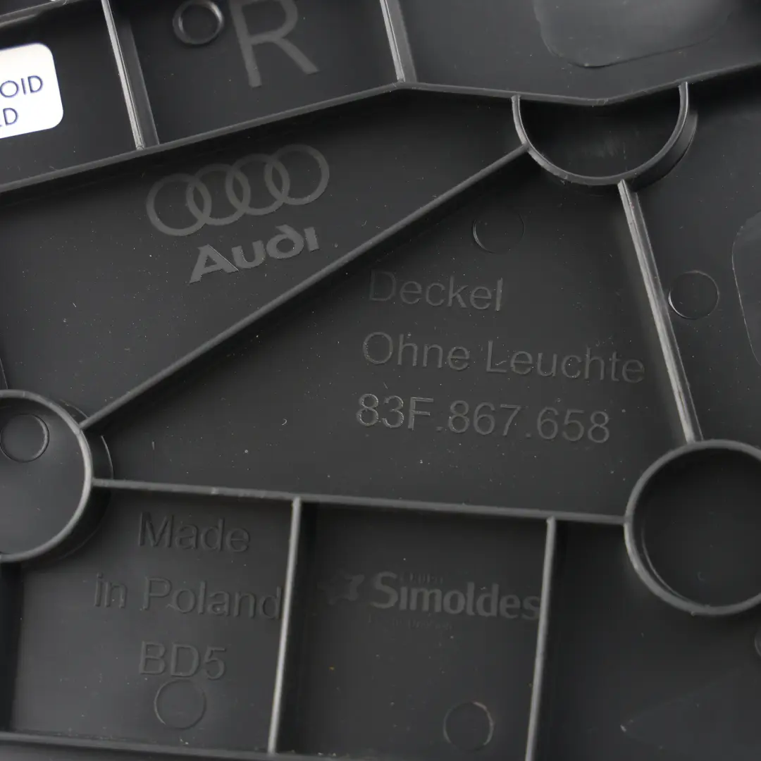 Interior Boot Tailgate Rear Lamp Cover Trim Flap Right O/S to Audi Q3 F3 with Part number 83F867658 Audi Q3 F3 Interior Boot Tailgate Rear Lamp Cover Trim Flap Right O/S - SKU 83F867658 - Part number 83F867658