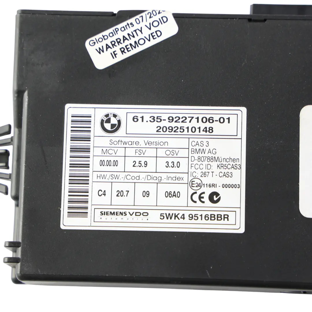 BMW E90 E91 335d M57N2 286HP Kit ECU DDE CAS3 Telecomando Automatico - SKU 8509036-8 - Numero di parte 8509036