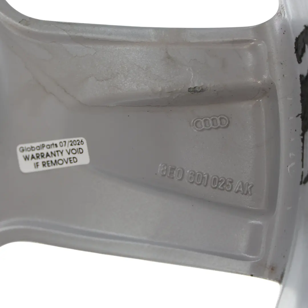Audi A4 B7 Silberne Leicht Metall Felge 18" ET:43 8J - SKU 8E0601025AK-1 - Teilenummer 8E0601025AK