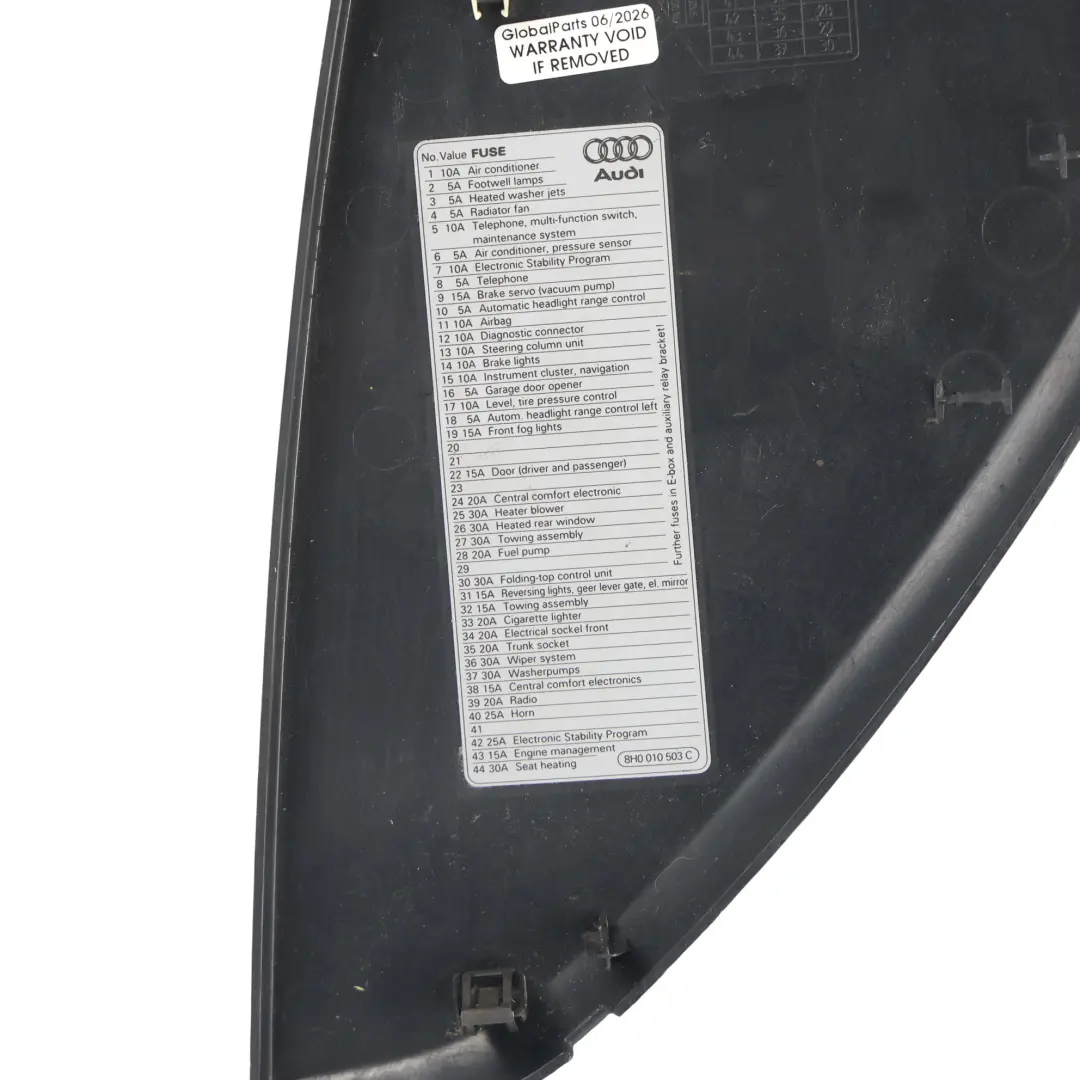 Audi A4 B6 B7 Dashboard Side End Trim Cover Panel Black Right O/S - SKU 8H0857086 - Part number 8H0857086