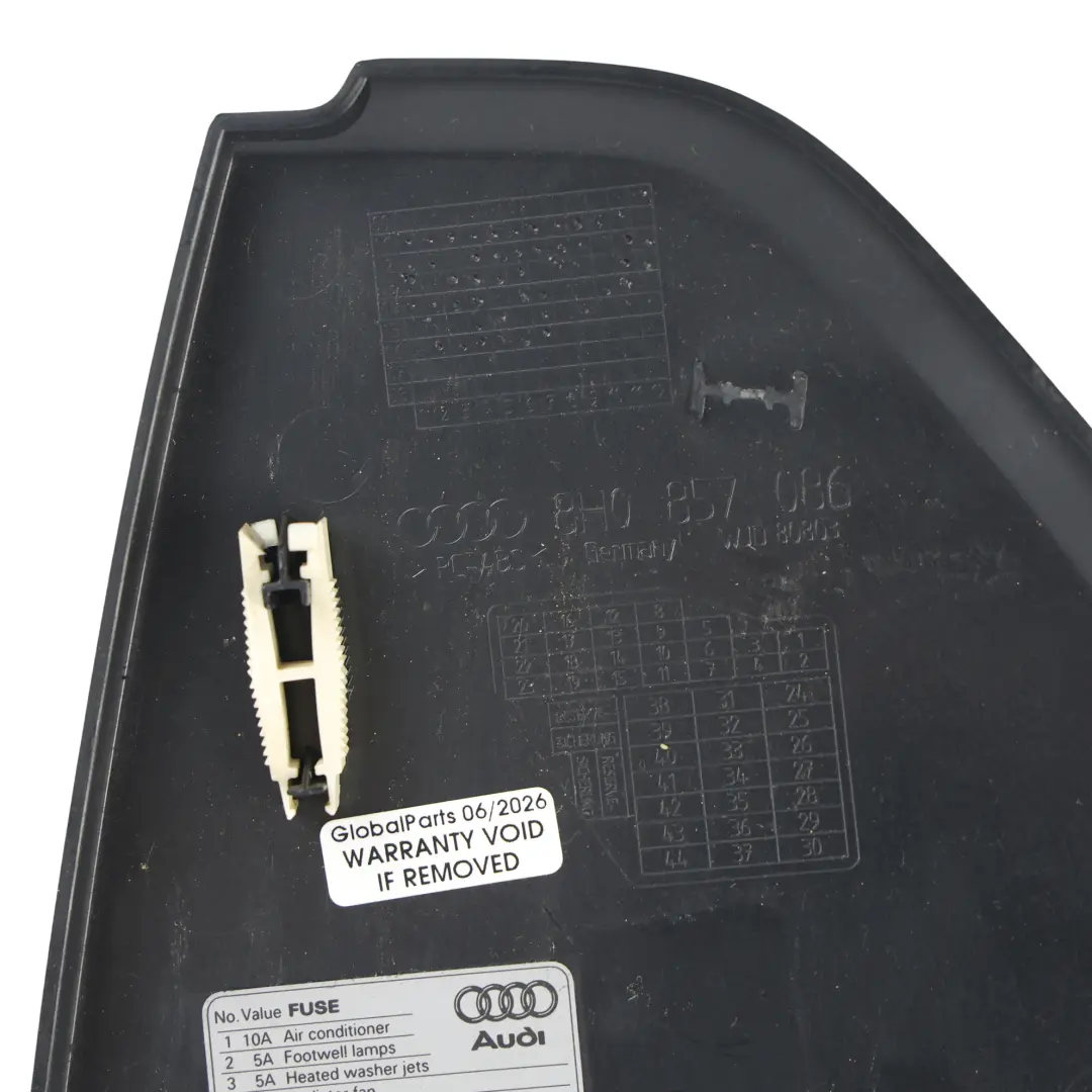 Audi A4 B6 B7 Rivestimento Pannello Cruscotto Laterale Nero Destro - SKU 8H0857086 - Numero di parte 8H0857086