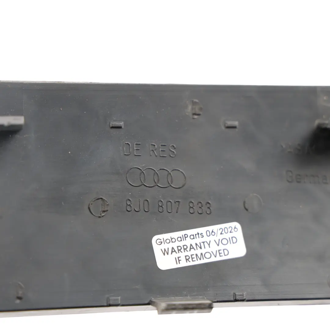 Bumper Grille Trim Panel to Audi TT 8J Rear with Part number 8J0807833 Audi TT 8J Rear Bumper Grille Trim Panel - SKU 8J0807833 - Part number 8J0807833