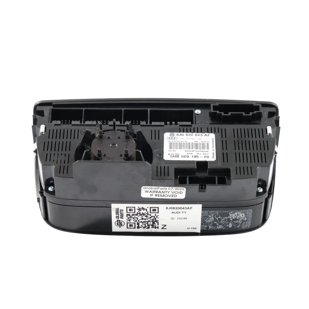 Audi TT 8J Panneau Commande Climatisation Chauffage - SKU 8J0820043AF - Numéro de pièce 8J0820043AF