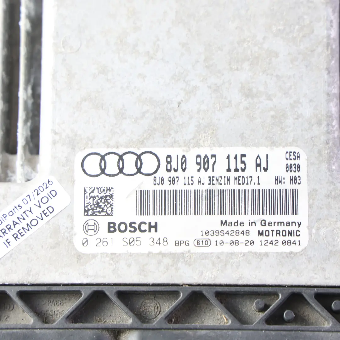 Audi TT 8J Motorsteuergerät ECU 2.0 TFSI 211PS Automatik Kit - SKU 8J0907115AJ-2 - Teilenummer 8J0907115AJ