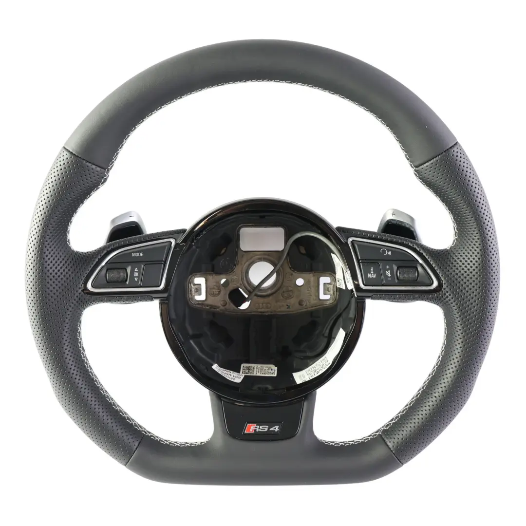 Audi RS4 B8 Kierownica NOWA Czarna Skóra Łopatki Ścięta - SKU 8K0419091CQ-2 - Numer Części 8K0419091CQ