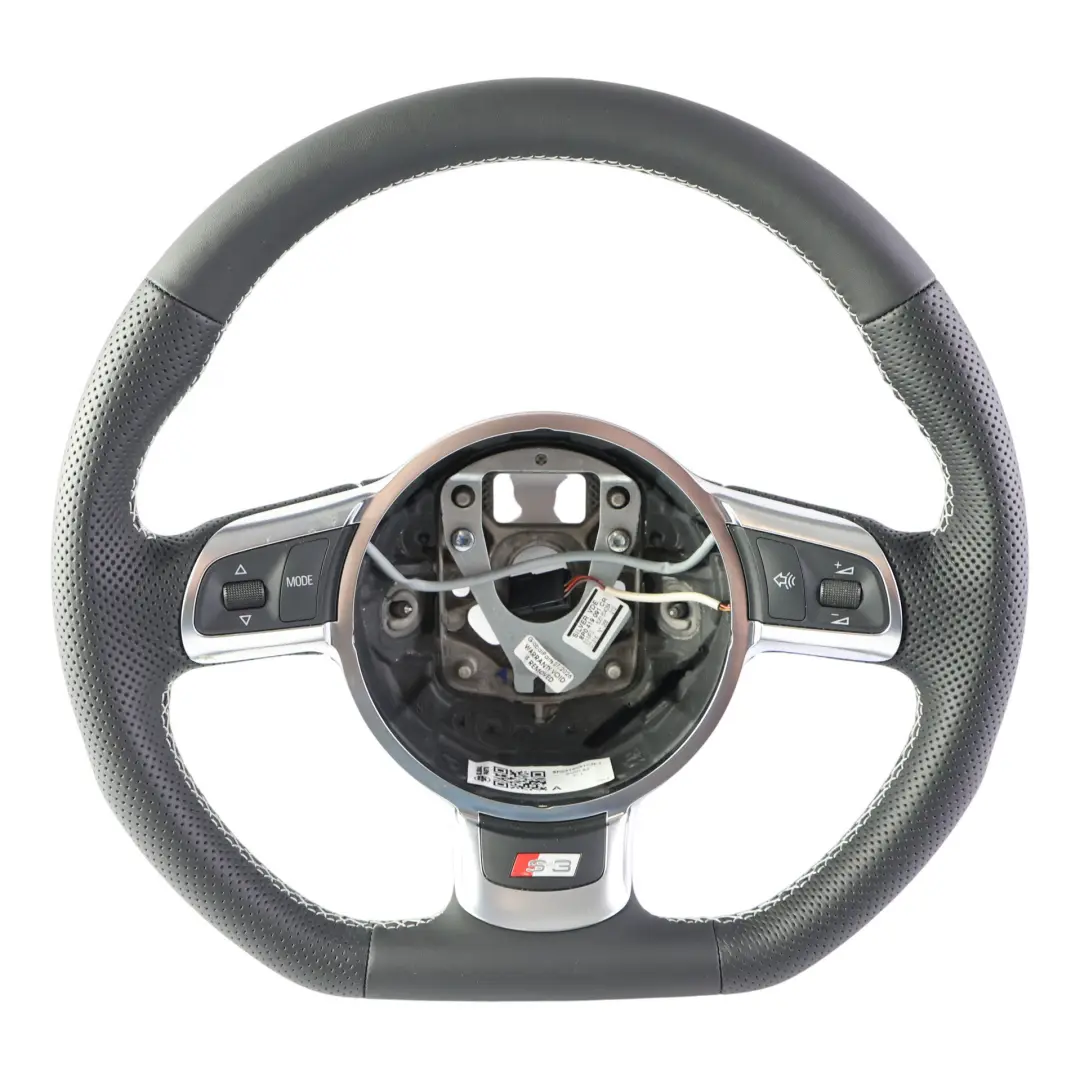 NUEVO Volante Cuero Negro Fondo Plano para Audi A3 S3 8P con número de pieza 8P0419091CR Audi A3 S3 8P NUEVO Volante Cuero Negro Fondo Plano - SKU 8P0419091CR-1 - Número de pieza 8P0419091CR