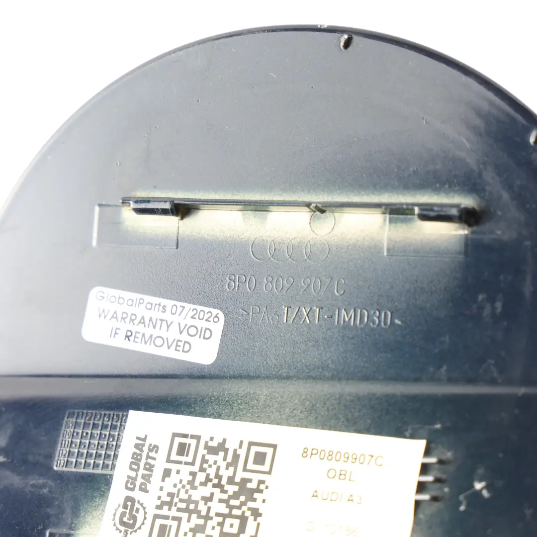Filler Flap Cap Cover Ocean Blue Pearl Effect Z5A to Audi A3 8P Fuel with Part number 8P0809907C Audi A3 8P Fuel Filler Flap Cap Cover Ocean Blue Pearl Effect Z5A - SKU 8P0809907C-OBL - Part number 8P0809907C