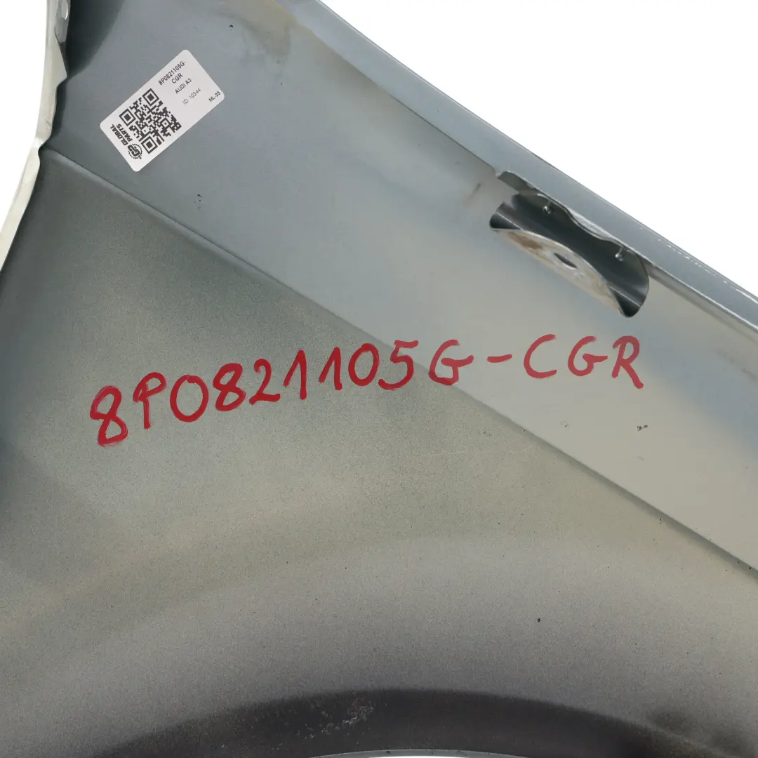 Audi A3 8P Błotnik Przedni Lewy Condor Grey Szary Metalik - Y7E - SKU 8P0821105G-CGR - Numer Części 8P0821105G
