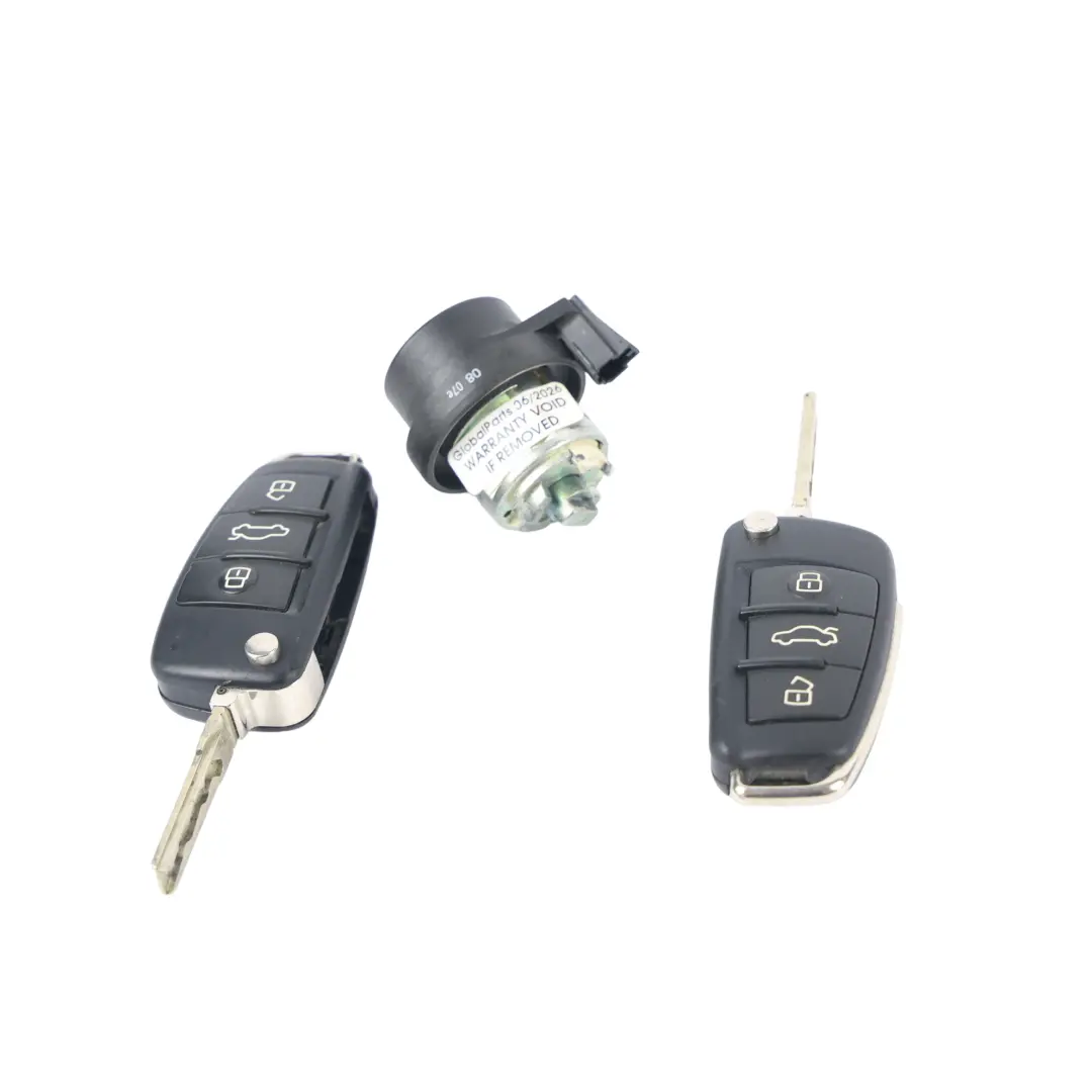 Audi A3 S3 8P Flip Key Fob Remote Control Button Lock Cylinder SET - SKU 8P0837220D-2 - Part number 8P0837220D