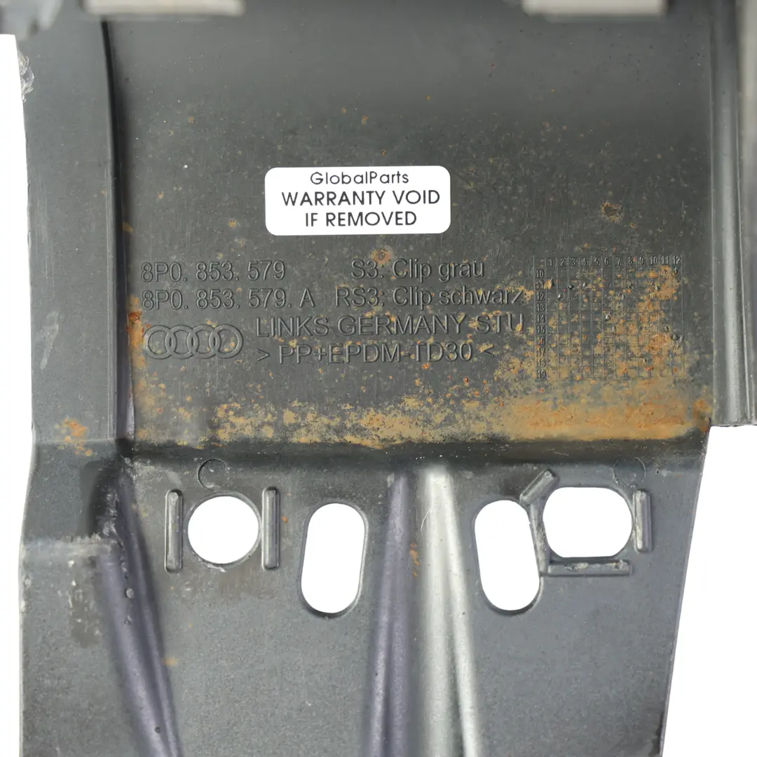 Arch Trim Fender Lining Cap Left N/S Phantom Black - Z9Y to Audi A3 S3 8P with Part number 8P0853579 Audi A3 S3 8P Arch Trim Fender Lining Cap Left N/S Phantom Black - Z9Y - SKU 8P0853579-PHB - Part number 8P0853579