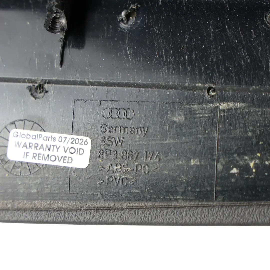 Audi A3 S3 8P Reposabrazos Puerta Delantera Derecho Negro - SKU 8P3867174 - Número de pieza 8P3867174