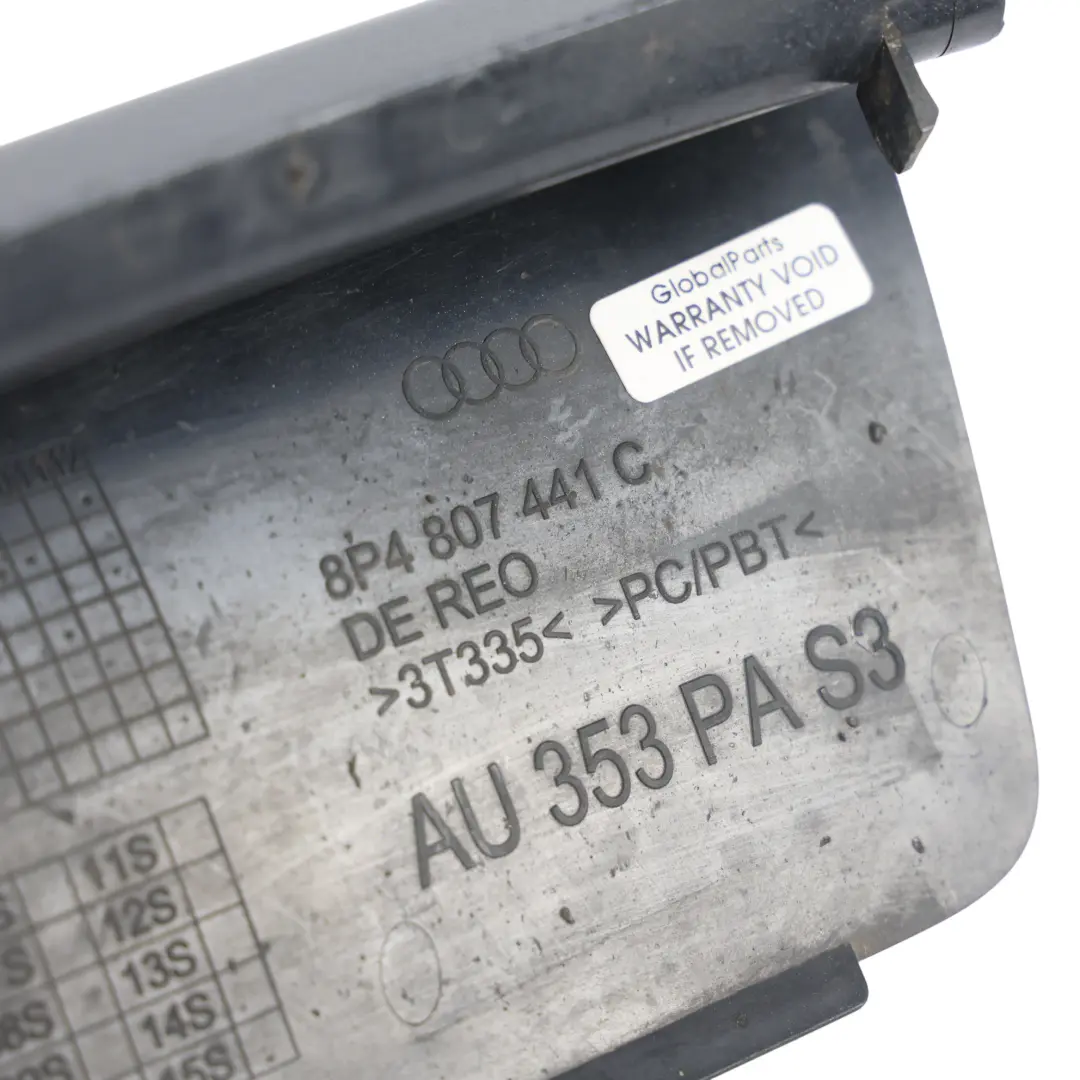 Towing Eye Cover Rear Bumper Trim Platinum Grey to Audi A3 S3 8P with Part number 8P4807441C Audi A3 S3 8P Towing Eye Cover Rear Bumper Trim Platinum Grey - SKU 8P4807441C - Part number 8P4807441C