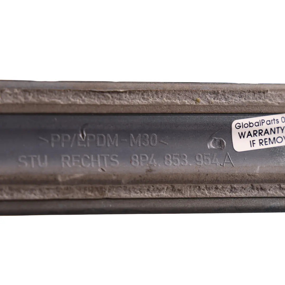 Front Door Upper Moulding Strip Right O/S Condor Grey Metallic - Y7E to Audi A3 8P with Part number 8P4853954A Audi A3 8P Front Door Upper Moulding Strip Right O/S Condor Grey Metallic - Y7E - SKU 8P4853954A-CGR - Part number 8P4853954A