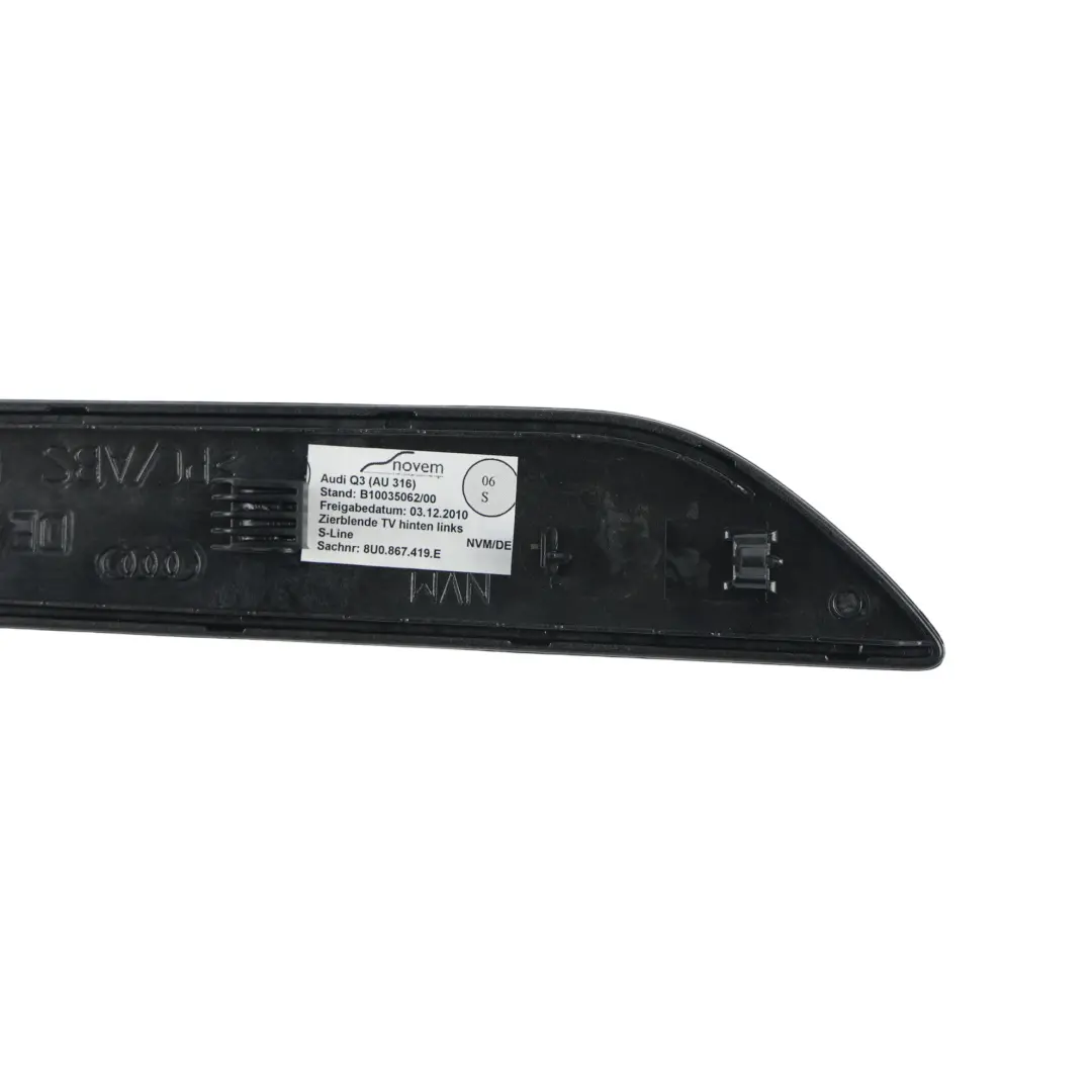Tür Verkleidung Zierleiste Hinten Links Aluminium für Audi Q3 8U mit Teilenummer 8U0867419E Audi Q3 8U Tür Verkleidung Zierleiste Hinten Links Aluminium - SKU 8U0867419E - Teilenummer 8U0867419E