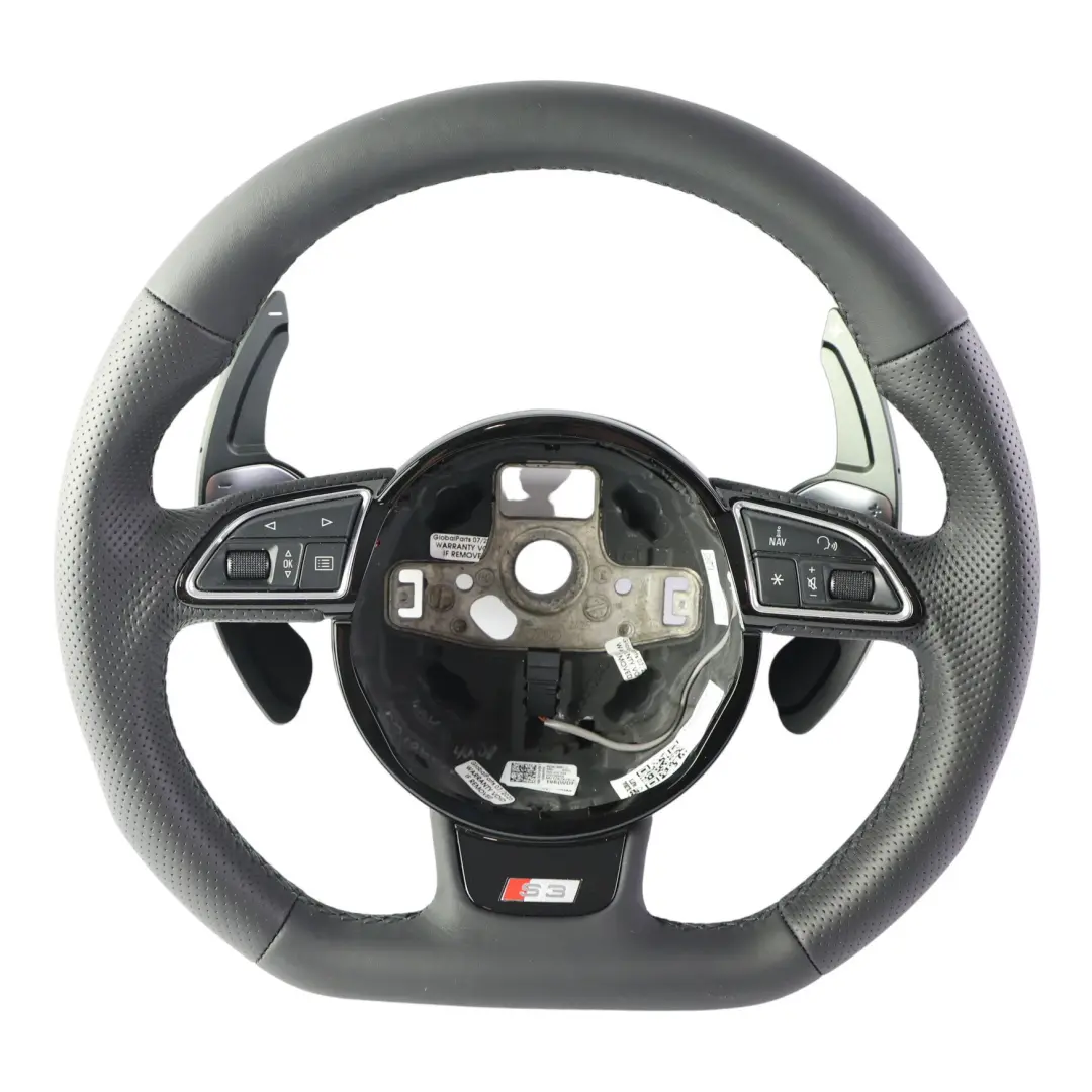 Audi S3 8V Lenkrad NEU Schwarz Leder Flach Unten Schaltwippen - SKU 8V0419091J-4 - Teilenummer 8V0419091J