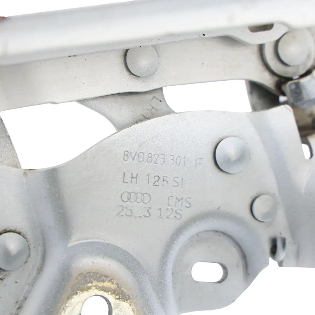 Bisagra Capó Delantera Izquierda Blanco Glaciar Perla S9R para Audi A3 8V con número de pieza 8V0823301F Audi A3 8V Bisagra Capó Delantera Izquierda Blanco Glaciar Perla S9R - SKU 8V0823301F-MGW - Número de pieza 8V0823301F