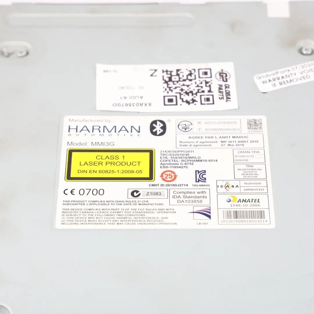 Audi A1 8X Multimedia CD Head Unit Stereo Harman Becker - SKU 8XA035670D - Part number 8XA035670D