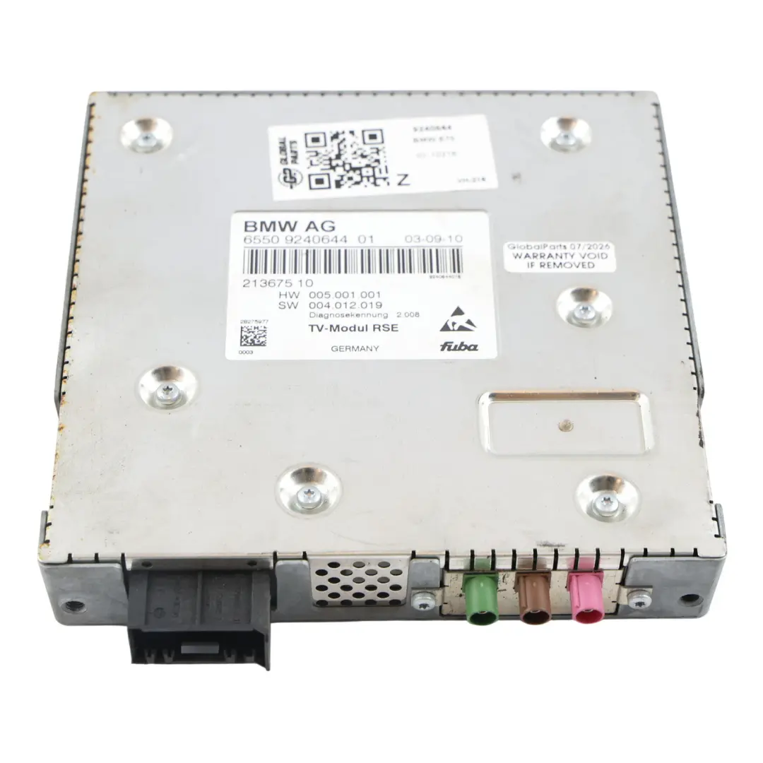 Unidad Control Módulo Multimedia TV para BMW X5 E70 X6 E71 con número de pieza 9240644 BMW X5 E70 X6 E71 Unidad Control Módulo Multimedia TV - SKU 9240644 - Número de pieza 9240644