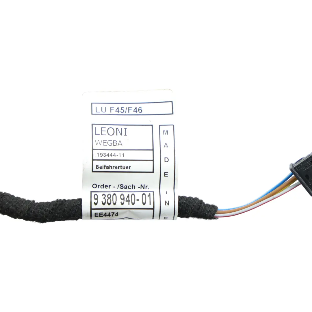 Front Door Wiring Passenger Door Cable Wiring Loom Harness to BMW F45 with Part number 9380940 BMW F45 Front Door Wiring Passenger Door Cable Wiring Loom Harness - SKU 9380940 - Part number 9380940
