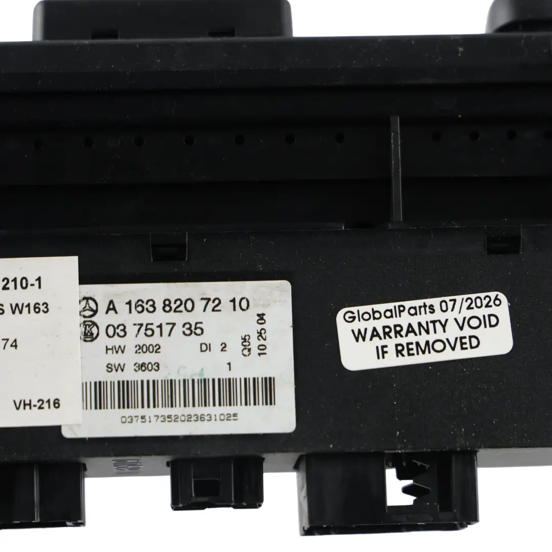 Centre Console Window Mirror Control Switch to Mercedes ML W163 with Part number A1638207210 Mercedes ML W163 Centre Console Window Mirror Control Switch - SKU A1638207210-1 - Part number A1638207210
