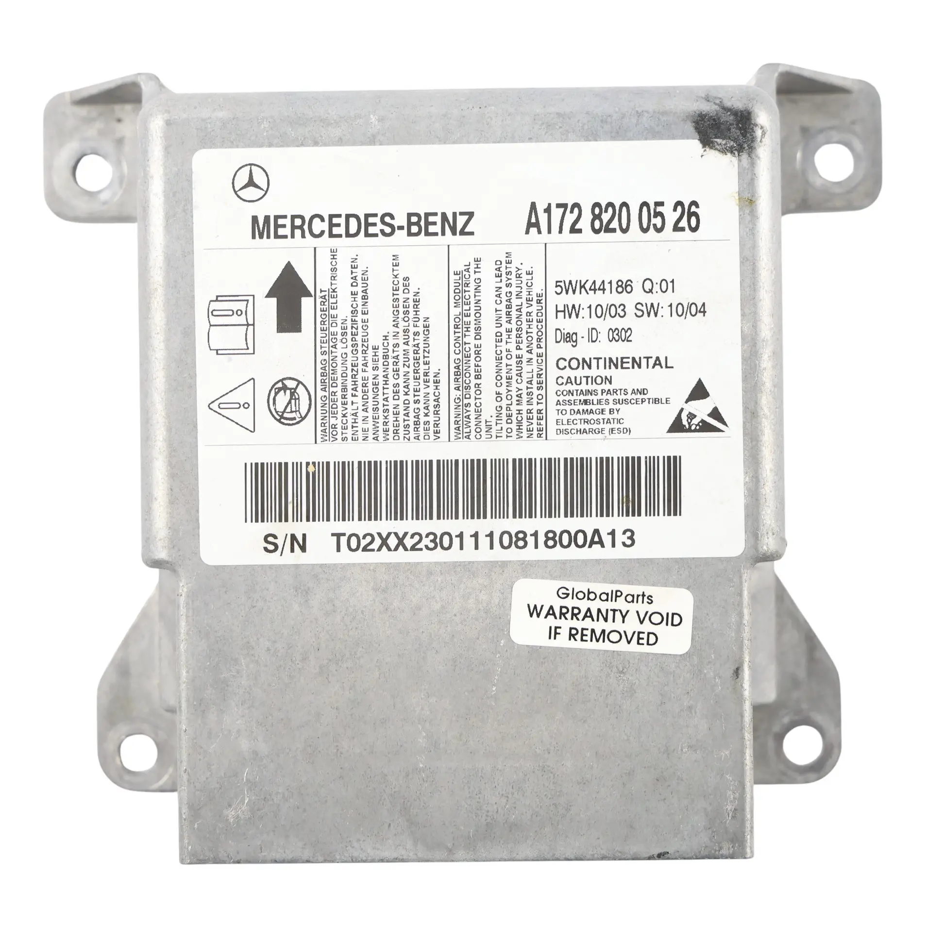 Mercedes R172 SLK Modulo Aria SRS Centralina ECU A1728200526