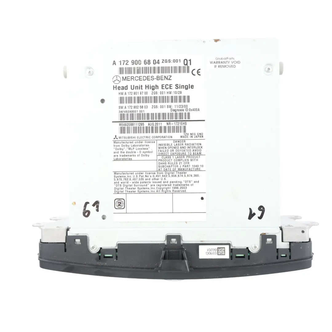 Autoradio Lecteur CD GPS Navigation pour Mercedes SLK R172 à propos du numéro de pièce A1729006804 Mercedes SLK R172 Autoradio Lecteur CD GPS Navigation - SKU A1729006804 - Numéro de pièce A1729006804