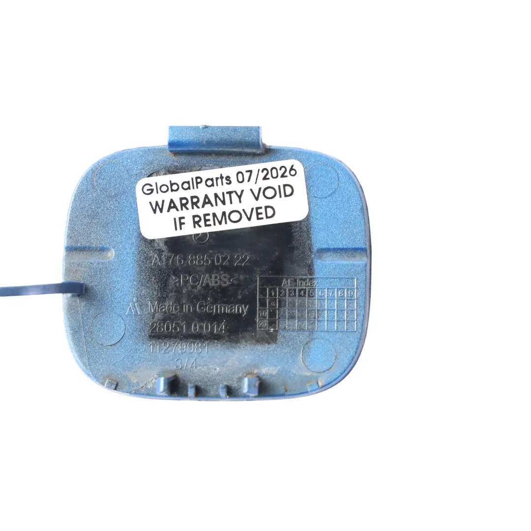Tapa Gancho Remolque Trasero Azul South Seas 162 para Mercedes W176 con número de pieza A1768850222 Mercedes W176 Tapa Gancho Remolque Trasero Azul South Seas 162 - SKU A1768850222-SSB - Número de pieza A1768850222