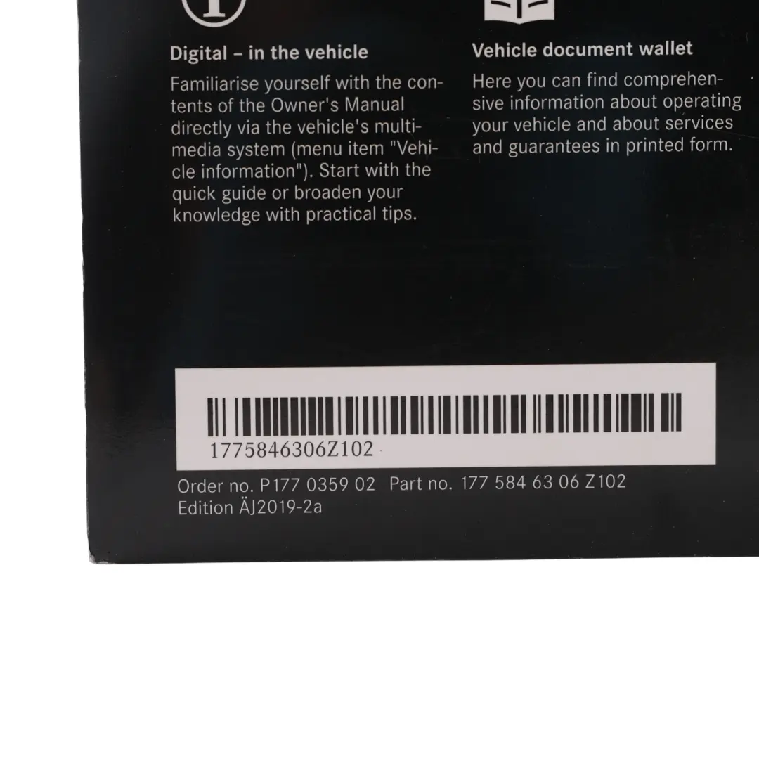 Owner Manual Leather Case PDI Service Information to Mercedes W177 with Part number A1775846306 Mercedes W177 Owner Manual Leather Case PDI Service Information - SKU A1775846306 - Part number A1775846306