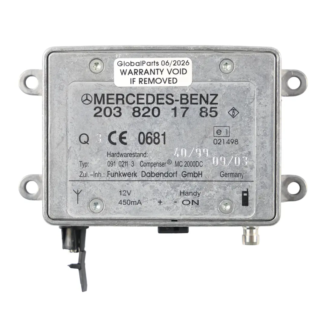 Mercedes S203 Aerial Antenna Amplifier Module Control Unit ECU - SKU A2038201785 - Part number A2038201785