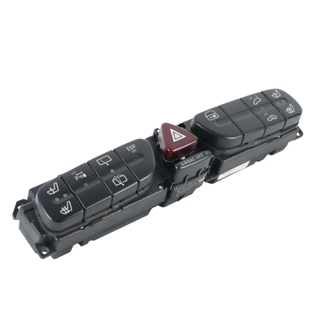 Hazard Light Heated Seats Control Switch Panel to Mercedes W203 with Part number A2038219358 Mercedes W203 Hazard Light Heated Seats Control Switch Panel - SKU A2038219358 - Part number A2038219358