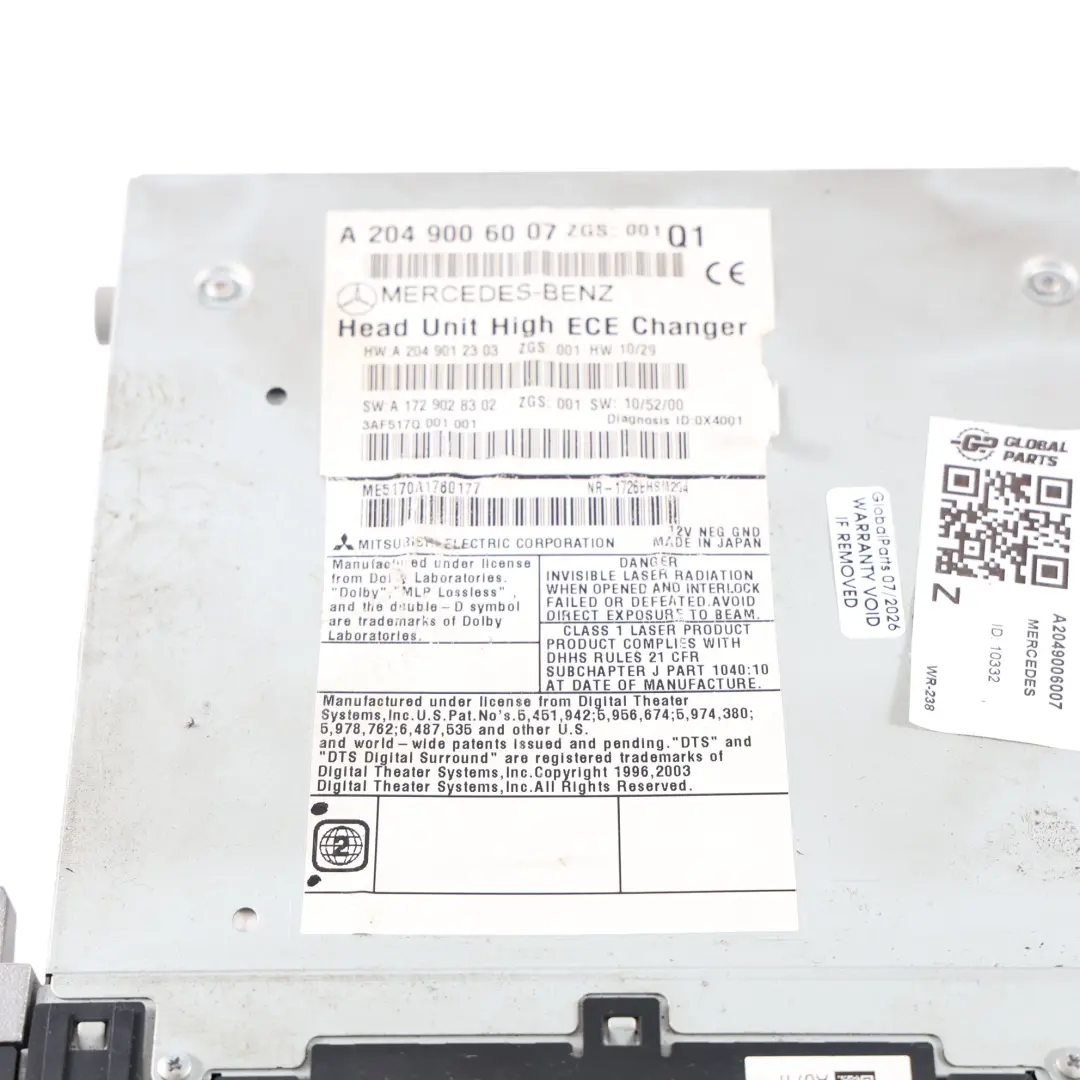 Multimedia Audio CD Player Radio Head Unit to Mercedes W204 with Part number A2049006007 Mercedes W204 Multimedia Audio CD Player Radio Head Unit - SKU A2049006007 - Part number A2049006007