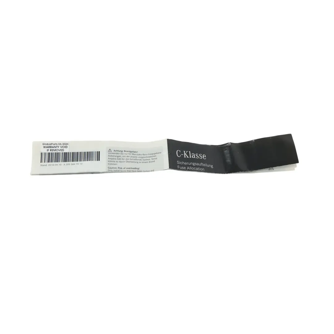 Mercedes W205 Handbuch Sicherungsbelegung Sicherungsbezeichnung Heft - SKU A2055847010 - Teilenummer A2055847010