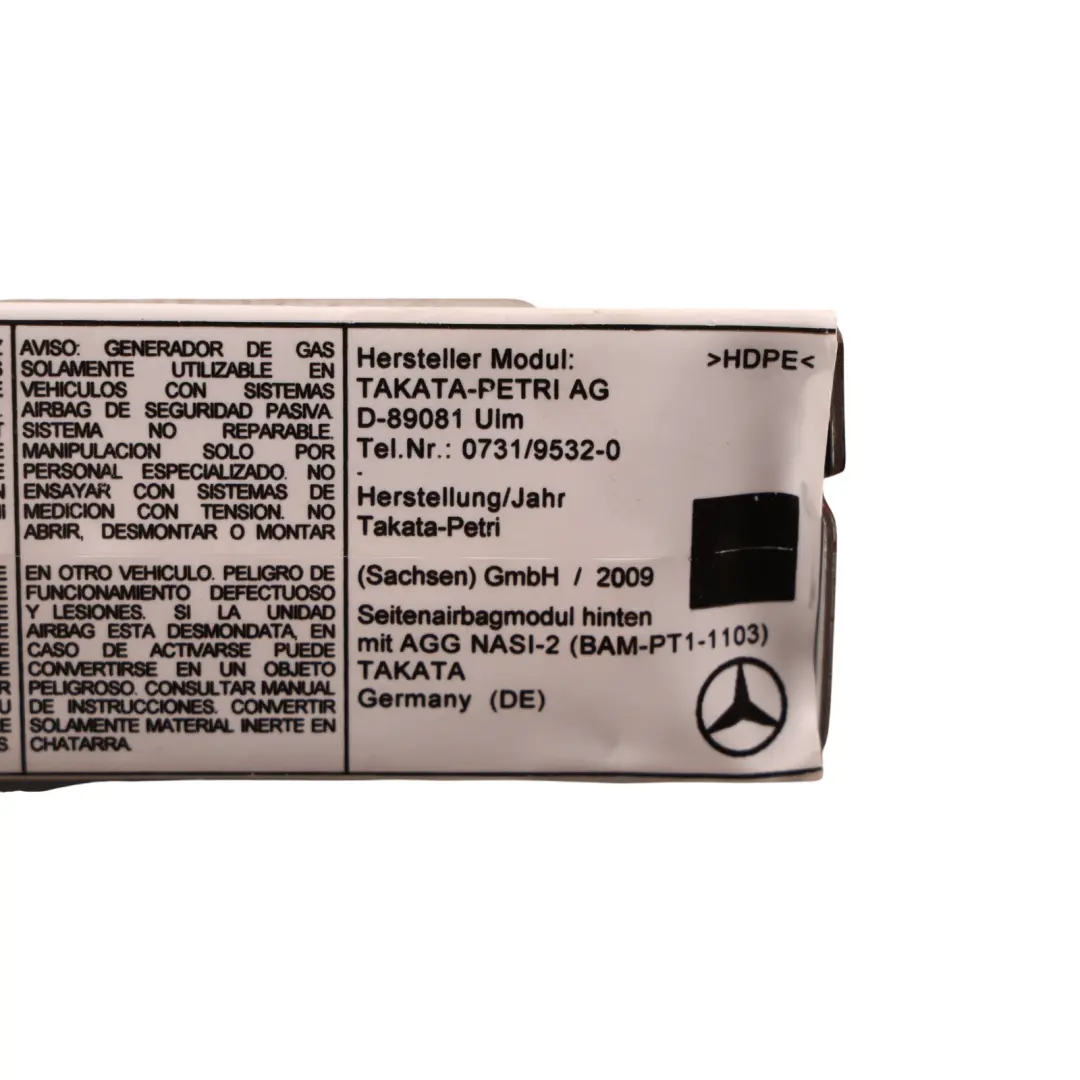 Mercedes W204 C207 Side Air Module Curtain Rear Right O/S - SKU A2078600802 - Part number A2078600802