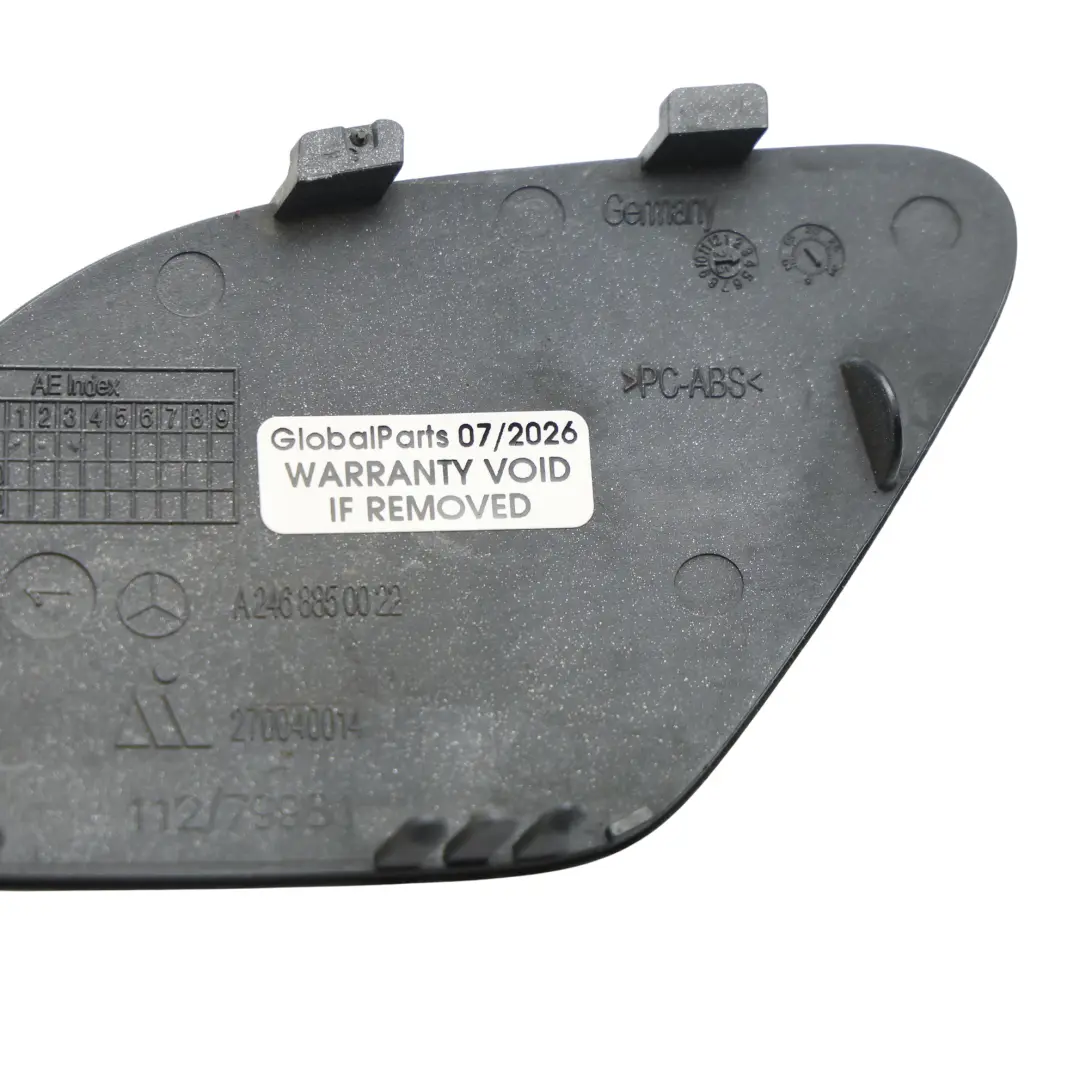 Front Bumper Tow Eye Cover Polar Silver Metallic - 761 to Mercedes W246 with Part number A2468850022 Mercedes W246 Front Bumper Tow Eye Cover Polar Silver Metallic - 761 - SKU A2468850022-PLS - Part number A2468850022
