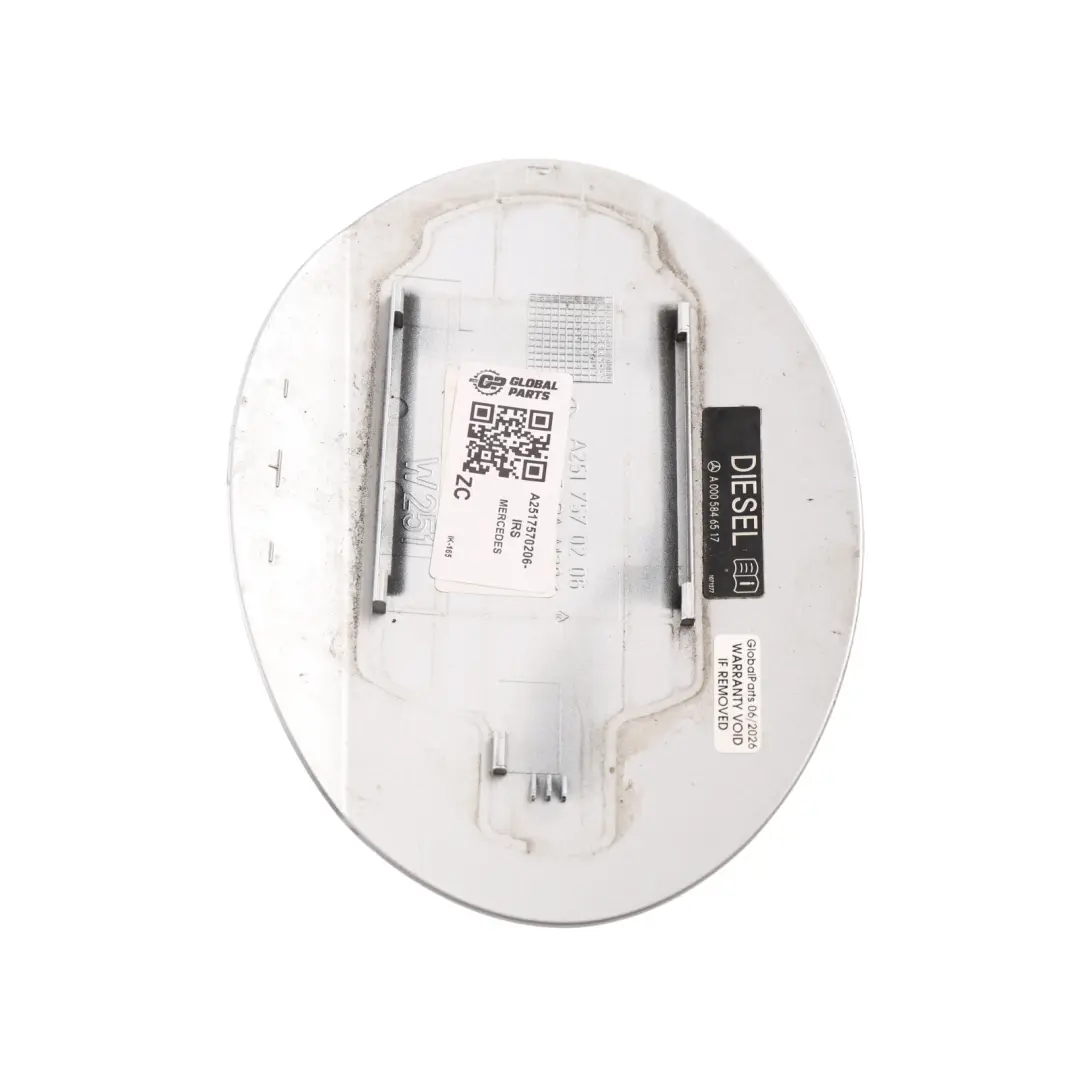 Flap Tank Cap Cover Iridium Silver Metallic - 775 to Mercedes W251 Fuel with Part number A2517570206 Mercedes W251 Fuel Flap Tank Cap Cover Iridium Silver Metallic - 775 - SKU A2517570206-IRS - Part number A2517570206