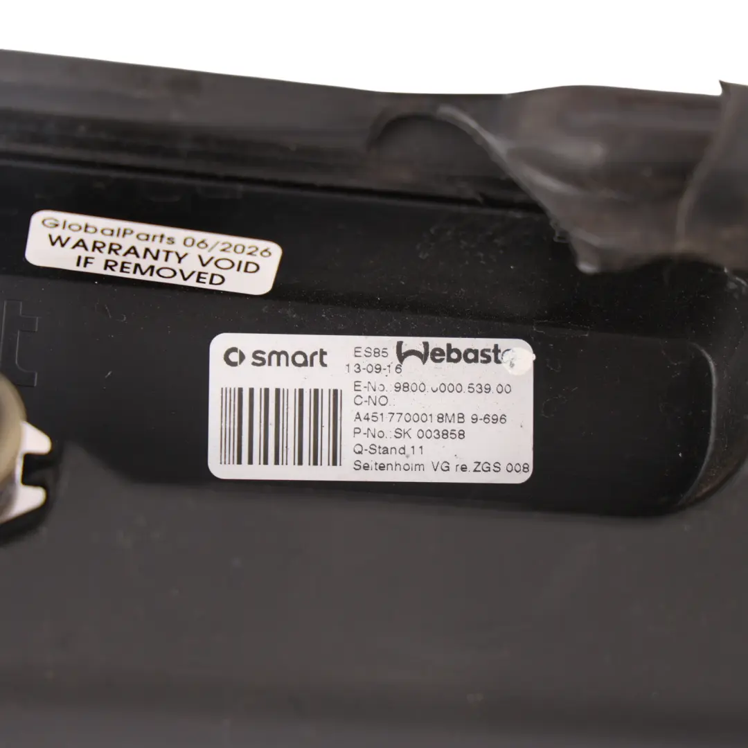 C451 Cabrio Roof Pillar Panel Right O/S to Smart ForTwo with Part number A4517700018 Smart ForTwo C451 Cabrio Roof Pillar Panel Right O/S - SKU A4517700018 - Part number A4517700018