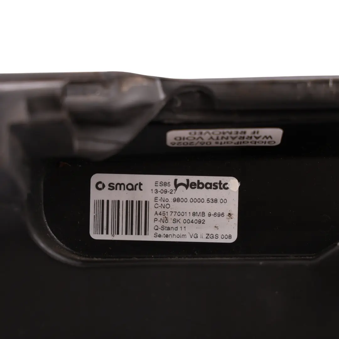C451 Cabrio Roof Pillar Panel Left N/S to Smart ForTwo with Part number A4517700118 Smart ForTwo C451 Cabrio Roof Pillar Panel Left N/S - SKU A4517700118 - Part number A4517700118