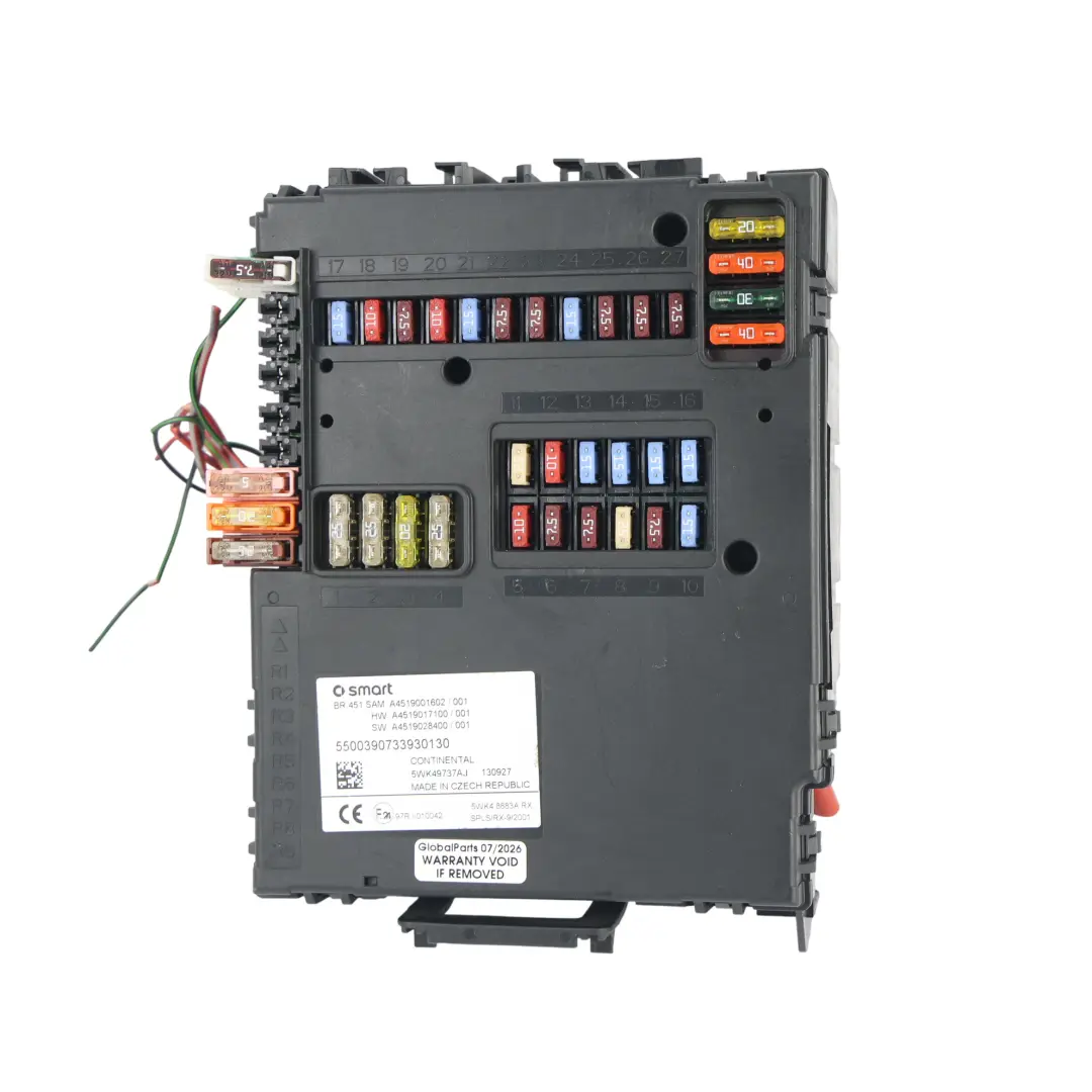 SAM Steuergerät Sicherungskasten für Smart Fortwo 451 mit Teilenummer A4519001602 Smart Fortwo 451 SAM Steuergerät Sicherungskasten - SKU A4519001602 - Teilenummer A4519001602
